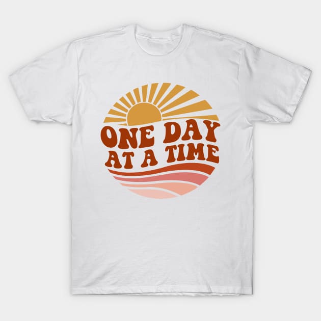 One Day At A Time Retro Mental Health Matters Women T-Shirt by KhanhVan